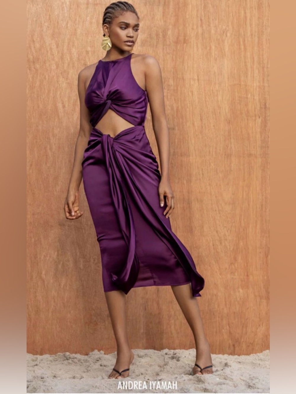 ANDREA IYAMAH Reni Plum Dress in Satin NWT Small